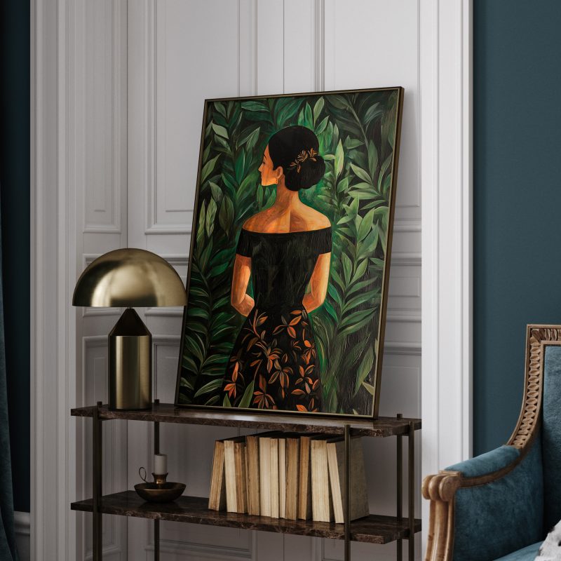 Painting of Woman in the Jungle | Maximalist Gallery Poster | Henri Rousseau Style Painting - Image 3
