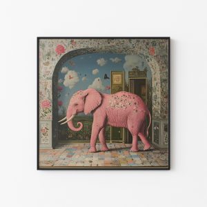 Pink Elephant Poster | Abstract Surrealism Print | Colorful Elephant
