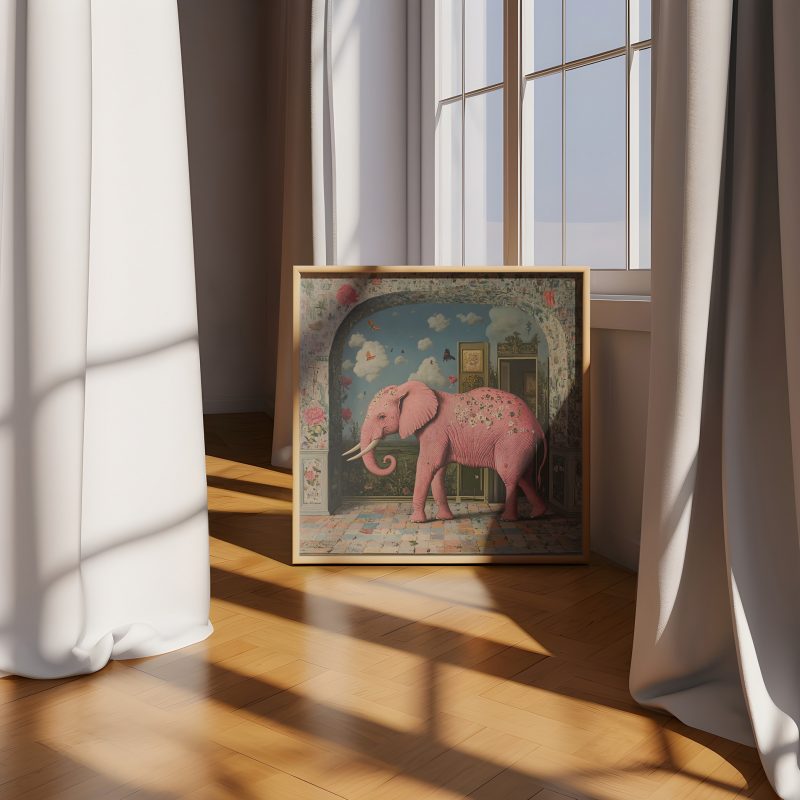 Pink Elephant Poster | Abstract Surrealism Print | Colorful Elephant - Image 8