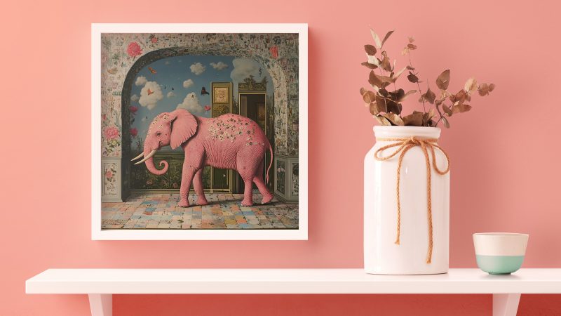 Pink Elephant Poster | Abstract Surrealism Print | Colorful Elephant - Image 5