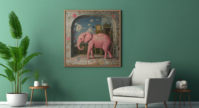Pink Elephant Poster | Abstract Surrealism Print | Colorful Elephant - Image 6
