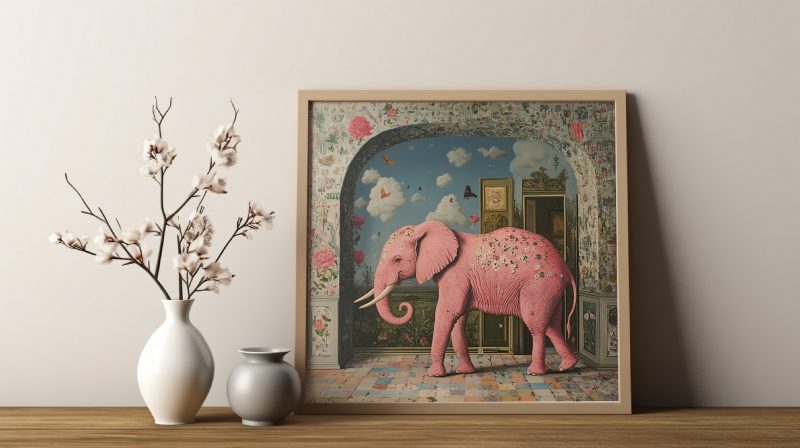 Pink Elephant Poster | Abstract Surrealism Print | Colorful Elephant - Image 12