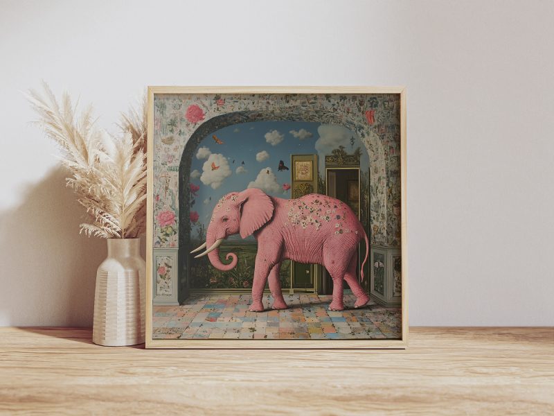 Pink Elephant Poster | Abstract Surrealism Print | Colorful Elephant - Image 3