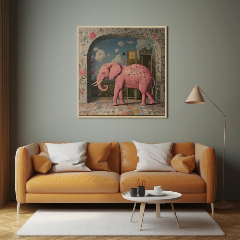 Pink Elephant Poster | Abstract Surrealism Print | Colorful Elephant - Image 4