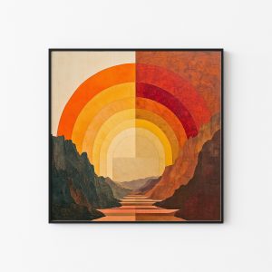 Sunset Rainbow | Henri Rousseau Earth Tones Style | Retro Painting | Cabincore