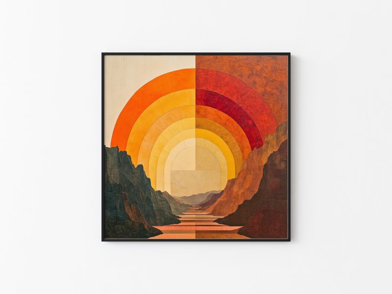 Sunset Rainbow | Henri Rousseau Earth Tones Style | Retro Painting | Cabincore