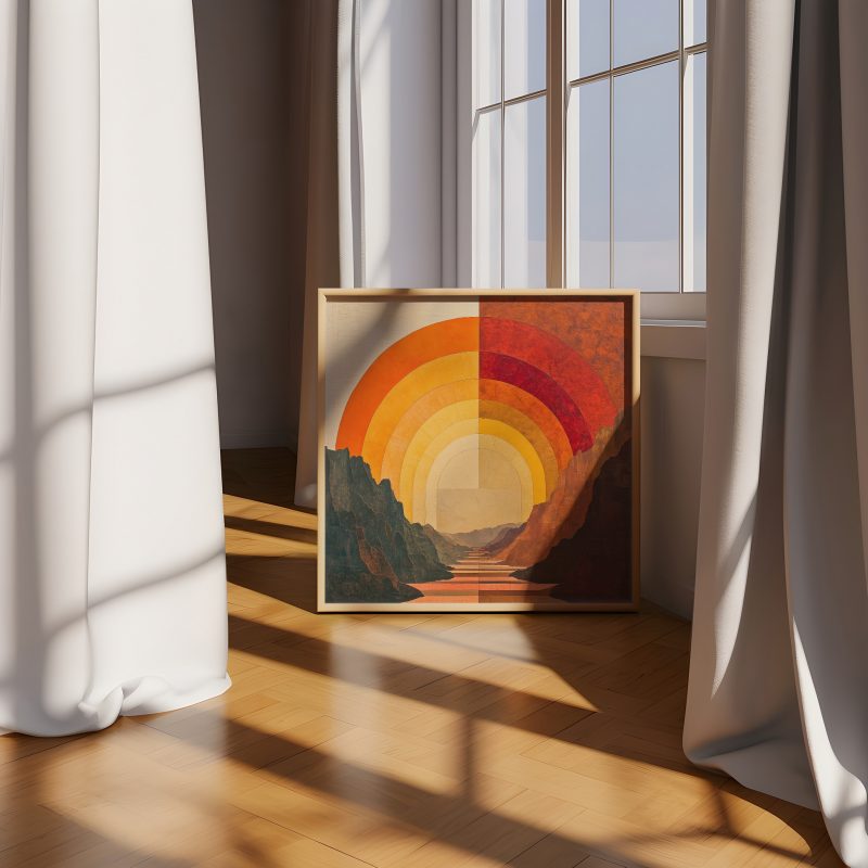 Sunset Rainbow | Henri Rousseau Earth Tones Style | Retro Painting | Cabincore - Image 3