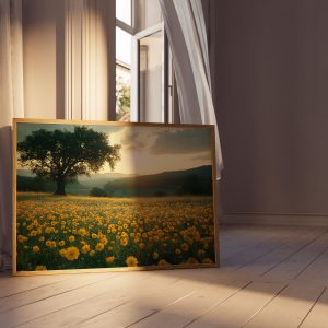 Countryside Wildflowers Digital Poster • Rustic Nature Wall Art Download • Printable AI Photography for Neutral Gallery Wall Decor