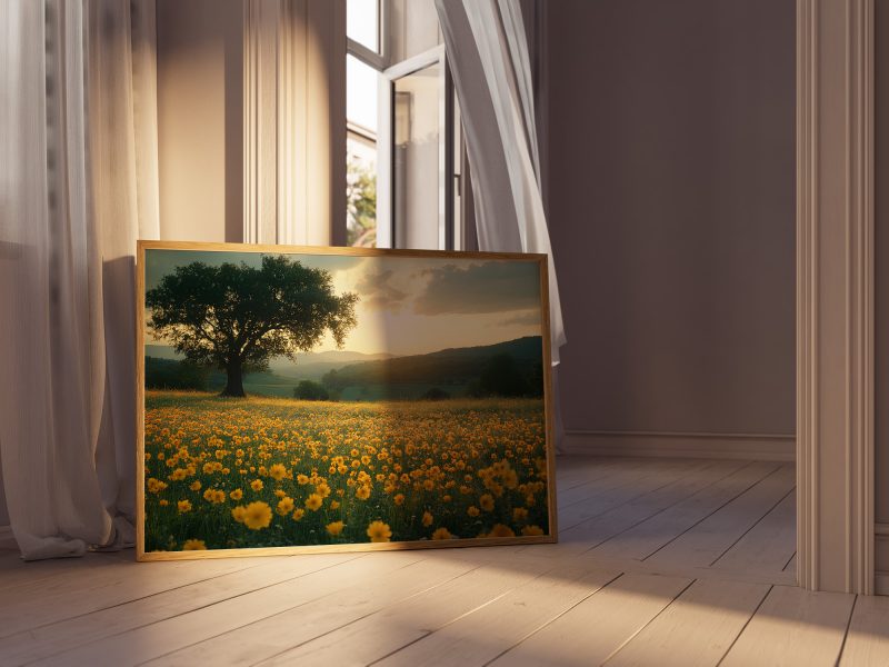 Countryside Wildflowers Digital Poster • Rustic Nature Wall Art Download • Printable AI Photography for Neutral Gallery Wall Decor