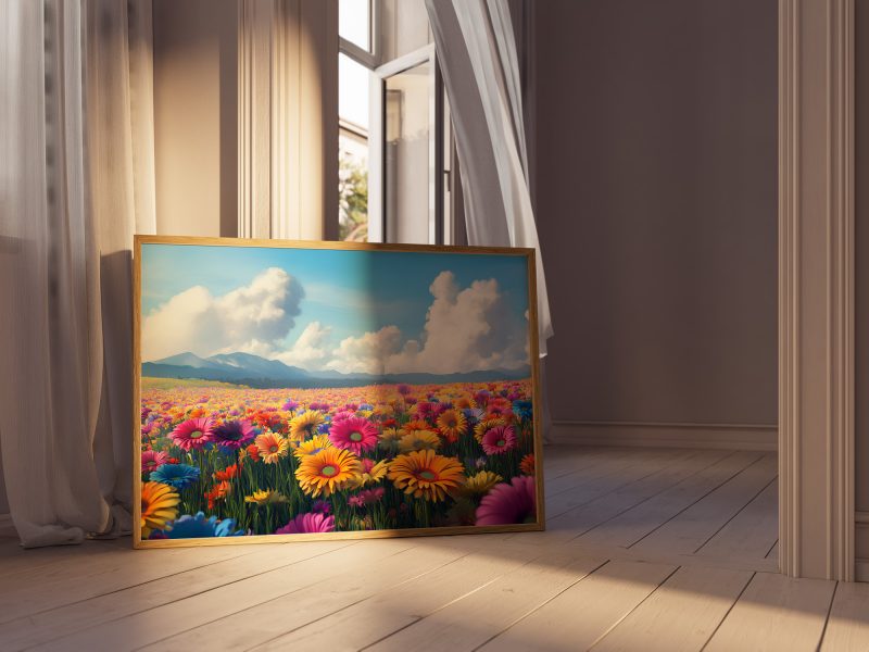 Gerbera Flower Field Printable Poster • Digital Painting Wall Art • Vibrant Floral Download for Home or Office Decor - Image 2