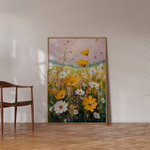 Impressionist Flower Field Wall Art – Digital Download | Wildflower Meadow Painting | Instant Botanical Print