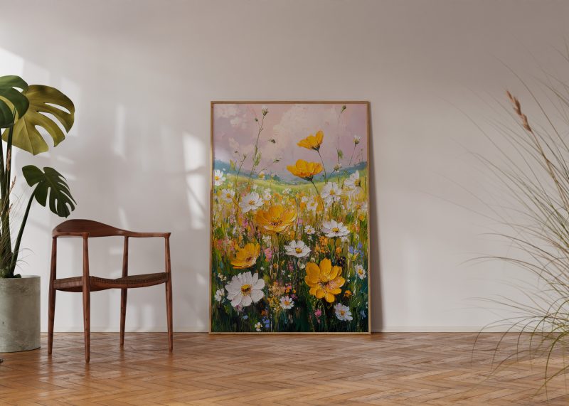 Impressionist Flower Field Wall Art – Digital Download | Wildflower Meadow Painting | Instant Botanical Print