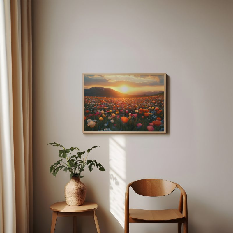 Sunset Flower Meadow Wall Art • Photography Digital Poster • Printable Wildflowers Landscape for Tranquil Home Decor or Gallery Wall - Image 7