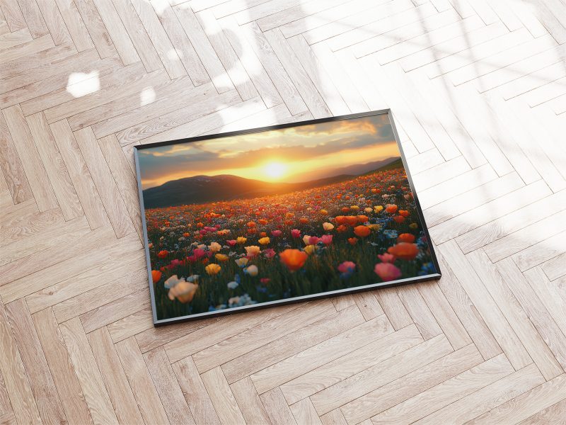 Sunset Flower Meadow Wall Art • Photography Digital Poster • Printable Wildflowers Landscape for Tranquil Home Decor or Gallery Wall - Image 4