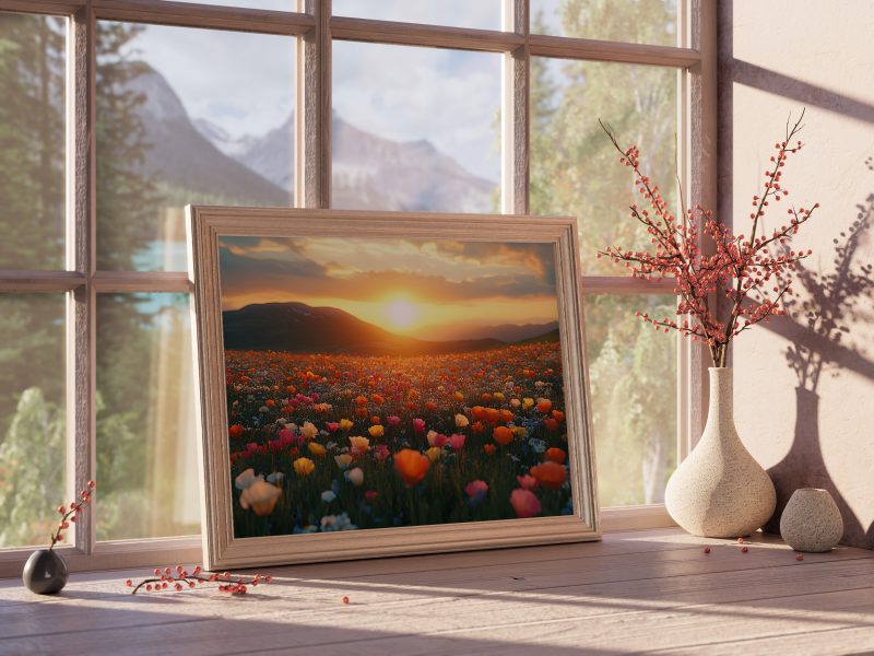 Sunset Flower Meadow Wall Art • Photography Digital Poster • Printable Wildflowers Landscape for Tranquil Home Decor or Gallery Wall - Image 3