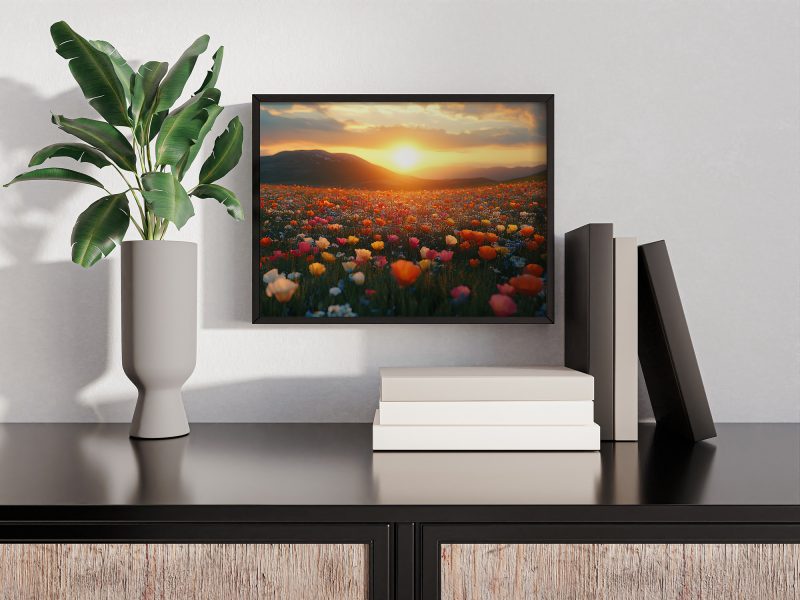 Sunset Flower Meadow Wall Art • Photography Digital Poster • Printable Wildflowers Landscape for Tranquil Home Decor or Gallery Wall - Image 5