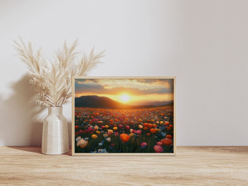 Sunset Flower Meadow Wall Art • Photography Digital Poster • Printable Wildflowers Landscape for Tranquil Home Decor or Gallery Wall - Image 6