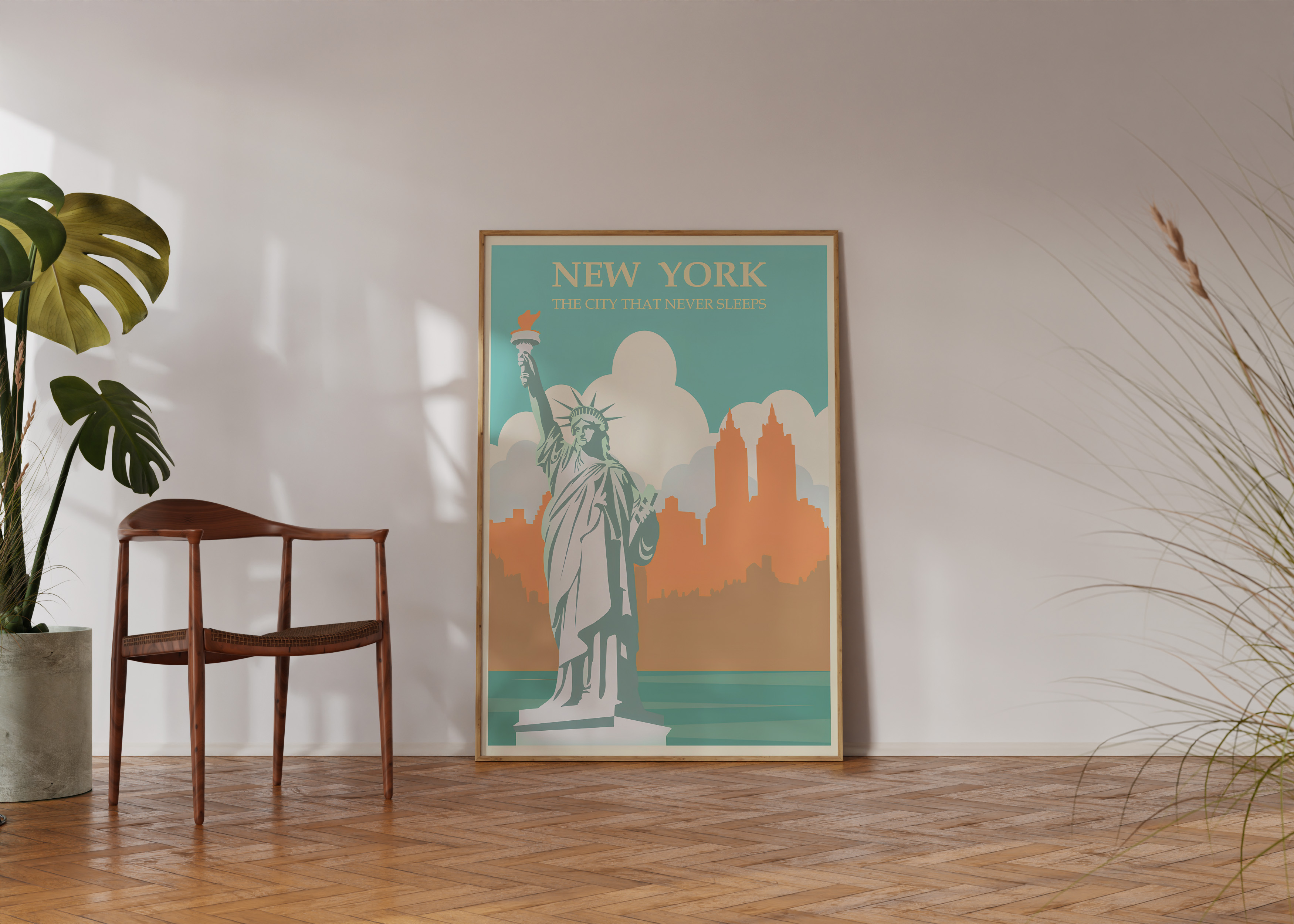 The City That Never Sleeps | Vintage New York City Wall Art Print – Big Apple Travel Poster, Modern Farmhouse Decor, Digital Download - Image 3