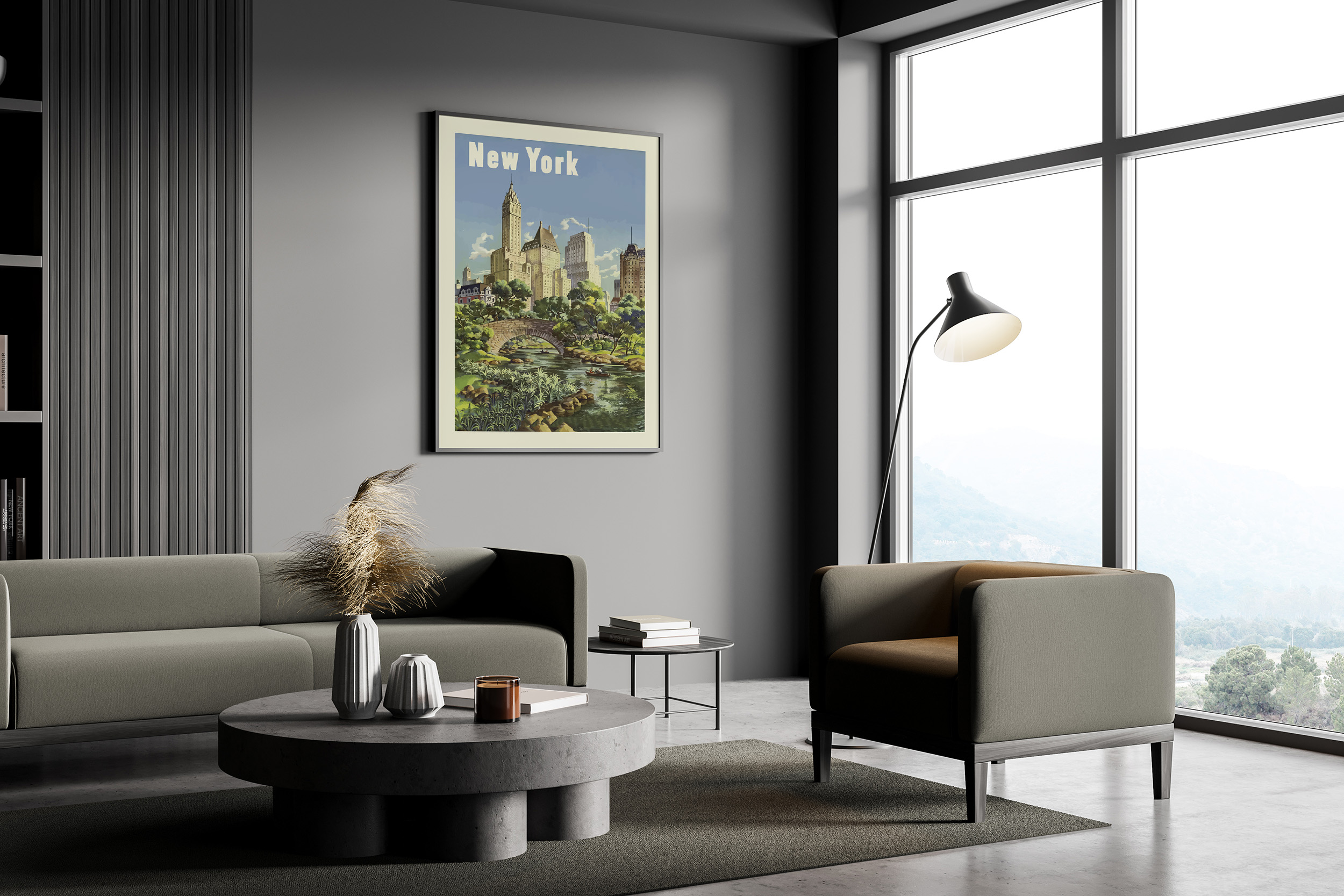 Vintage New York City Wall Art Print – Big Apple Travel Poster, Modern Farmhouse Decor, Central Park Landscape, Digital Download Painting - Image 5