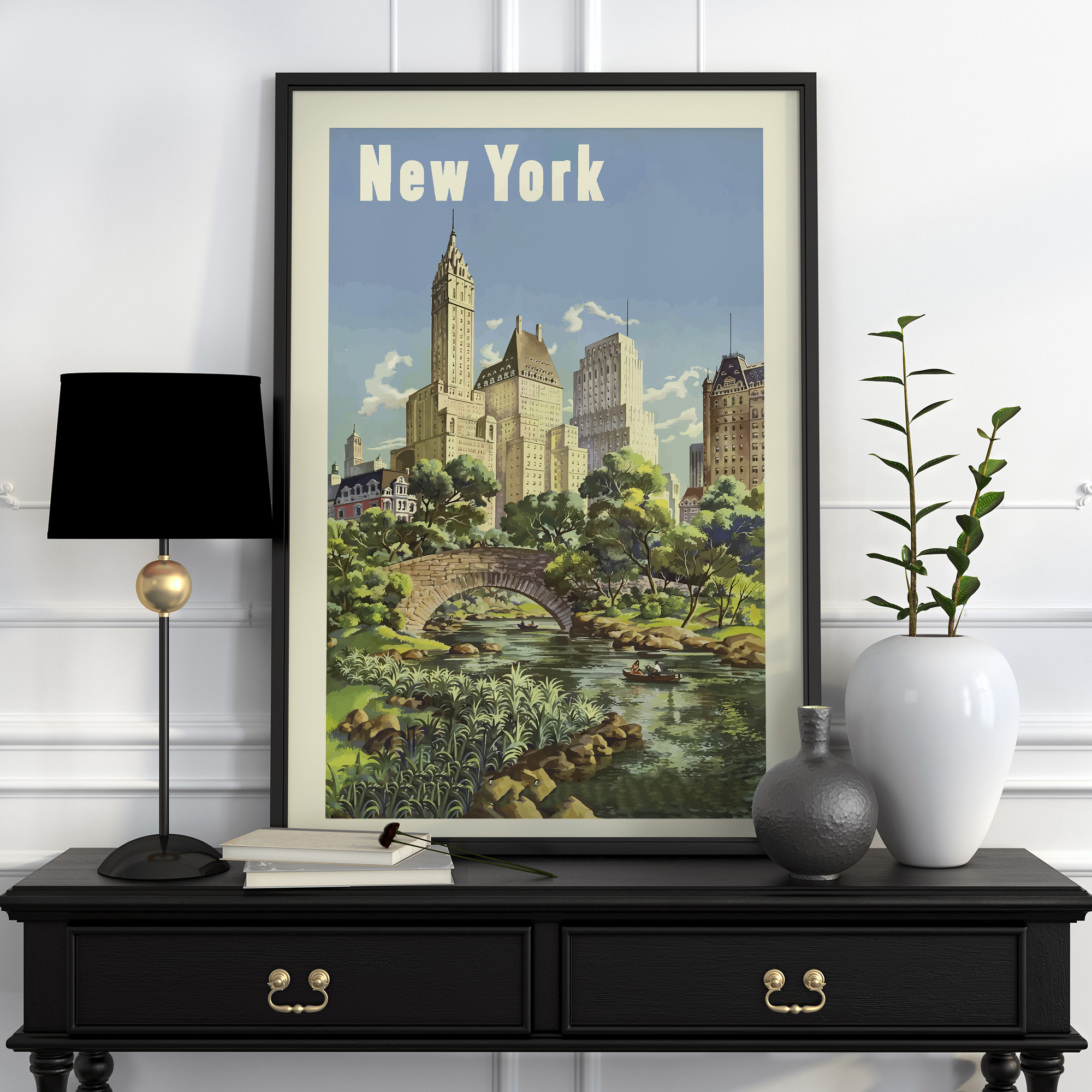 Vintage New York City Wall Art Print – Big Apple Travel Poster, Modern Farmhouse Decor, Central Park Landscape, Digital Download Painting - Image 4