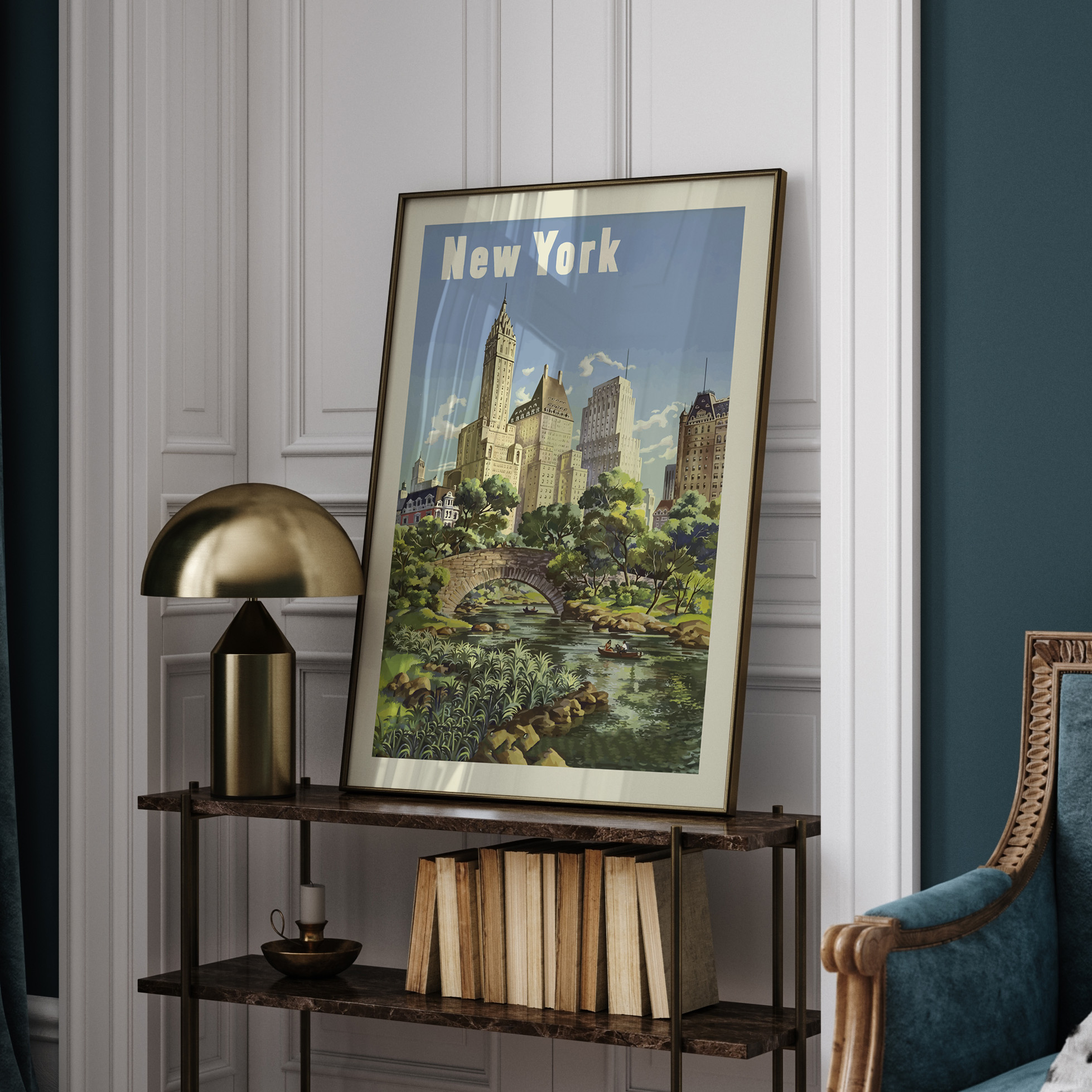 Vintage New York City Wall Art Print – Big Apple Travel Poster, Modern Farmhouse Decor, Central Park Landscape, Digital Download Painting - Image 6